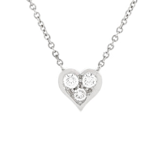 Tiffany & Co. Heart 3 Diamond Pendant Necklace Platinum with Diamonds