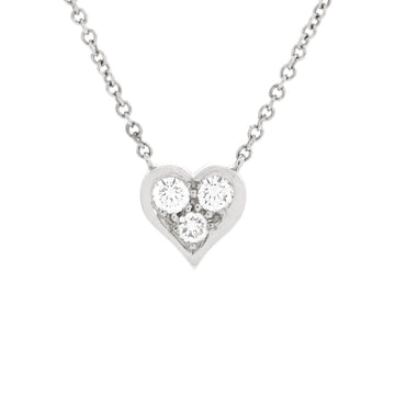 Tiffany & Co. Heart 3 Diamond Pendant Necklace Platinum with Diamonds