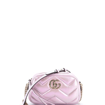 Gucci GG Marmont Shoulder Bag Chevron Iridescent Leather Small