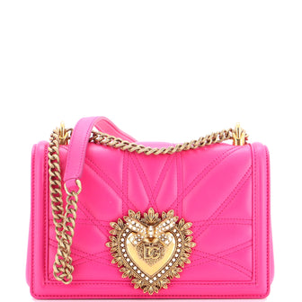 Dolce & Gabbana Devotion Full Flap Shoulder Bag Quilted Leather Small
