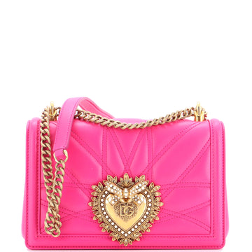 Dolce & Gabbana Devotion Full Flap Shoulder Bag Quilted Leather Small