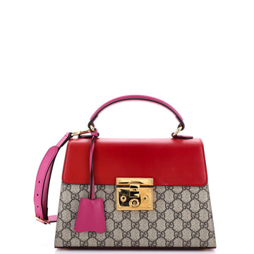 Gucci Padlock Top Handle Bag GG Coated Canvas and Leather Small