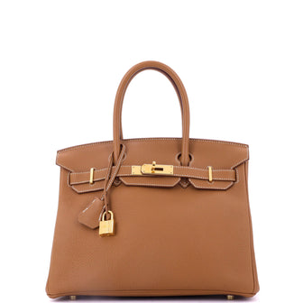 Hermes Birkin Handbag Brown Togo with Gold Hardware 30