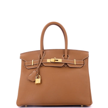 Hermes Birkin Handbag Brown Togo with Gold Hardware 30