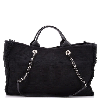 Chanel Double Face Deauville Tote Fringe Quilted Canvas Medium