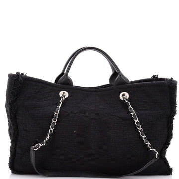 Chanel Double Face Deauville Tote Fringe Quilted Canvas Medium