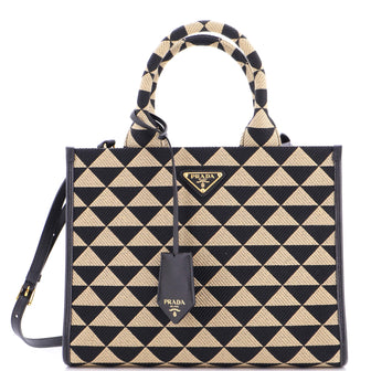 Prada Symbole Shopper Tote Jacquard Small