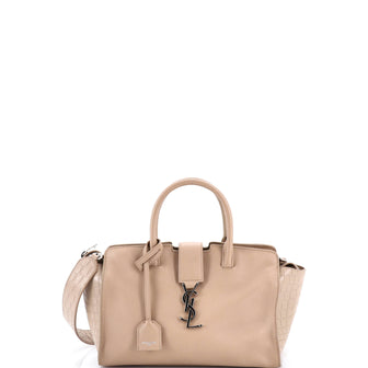 Saint Laurent Monogram Cabas Downtown Leather with Crocodile Embossed Leather Baby
