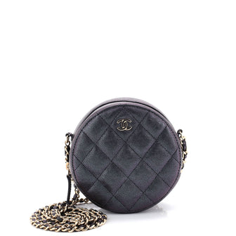 Chanel Round Clutch with Chain Quilted Iridescent Caviar Mini