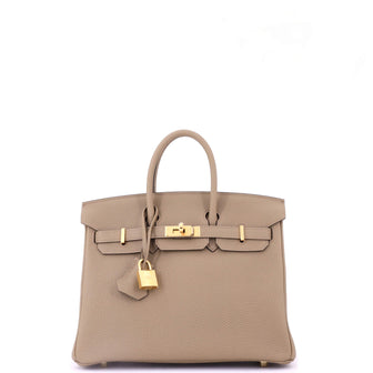 Hermes Birkin Handbag Brown Togo with Gold Hardware 25