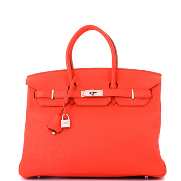 Hermes Birkin Handbag Orange Togo with Palladium Hardware 35