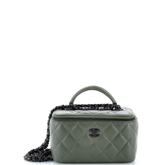 Chanel Trendy CC Top Handle Vanity Case with Chain Quilted Lambskin Small