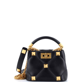 Valentino Garavani Roman Stud Top Handle Bag Quilted Leather Mini