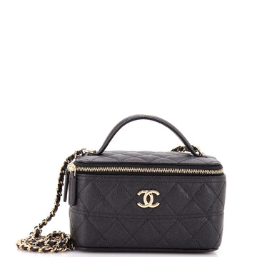 Chanel Long Vanity with Chain Quilted Caviar Mini