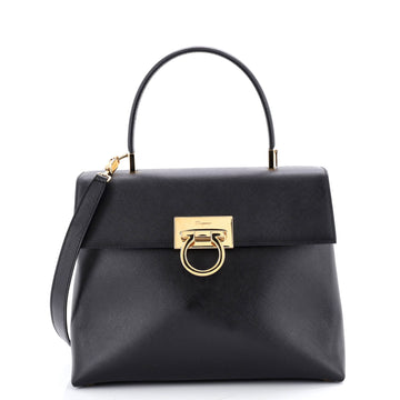 Salvatore Ferragamo Gancini Convertible Top Handle Bag Saffiano Leather Medium