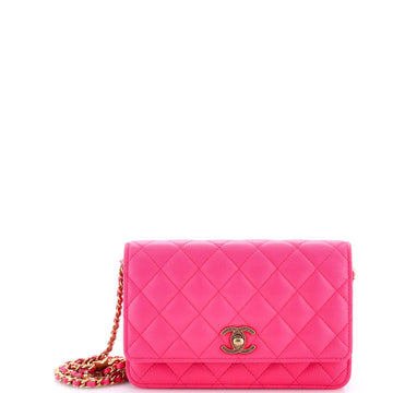 Chanel Flap Bag Charms Strap Wallet on Chain Quilted Caviar