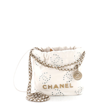 Chanel 22 Chain Hobo CC Eyelet Embroidered Calfskin Mini