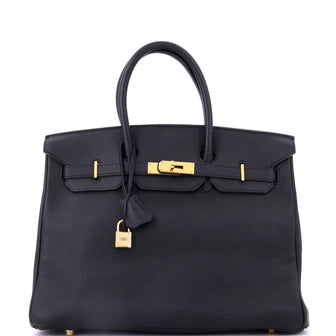 Hermes Birkin Handbag Black Togo with Gold Hardware 35