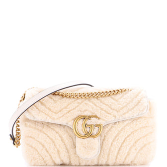 Gucci GG Marmont Flap Bag Matelasse Shearling Small