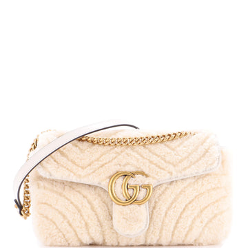 Gucci GG Marmont Flap Bag Matelasse Shearling Small