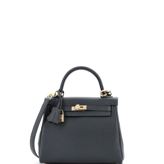Hermes Kelly Handbag Green Togo with Permabrass Hardware 25