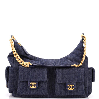 Chanel Trendy Pockets Hobo Quilted Denim Large