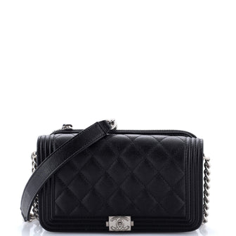 Chanel Boy Flap Phone Holder with Chain Quilted Caviar