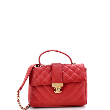 Chanel In The City Top Handle Flap Bag Mixed Quilt Calfskin Small