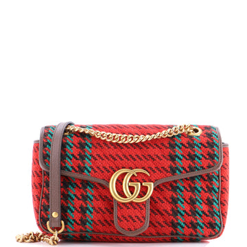Gucci GG Marmont Flap Bag Diagonal Quilted Tweed Small