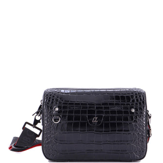 Christian Louboutin Ruisbuddy Messenger Bag Crocodile Embossed Leather Small