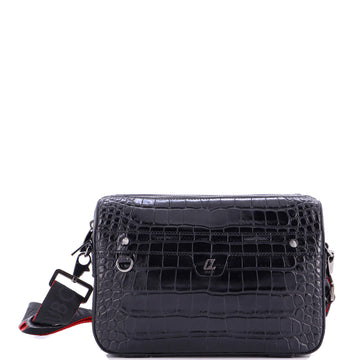Christian Louboutin Ruisbuddy Messenger Bag Crocodile Embossed Leather Small