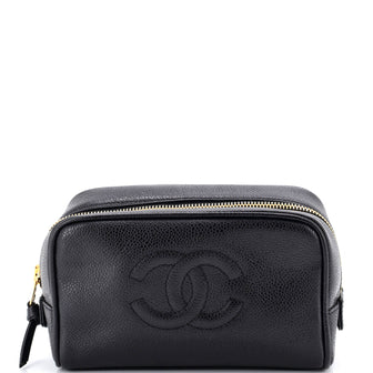 Chanel Vintage Timeless Cosmetic Pouch Caviar Small