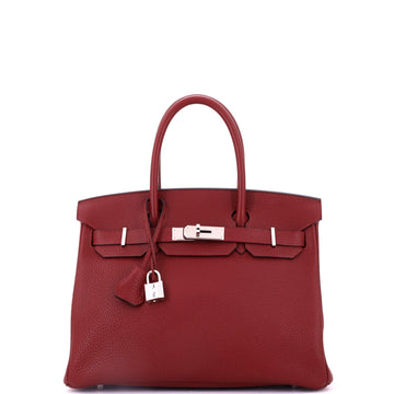 Hermes Birkin Handbag Red Togo with Palladium Hardware 30