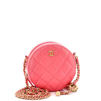 Chanel Pearl Crush Round Clutch with Chain Quilted Lambskin