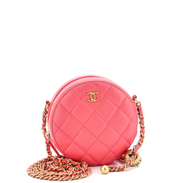 Chanel Pearl Crush Round Clutch with Chain Quilted Lambskin