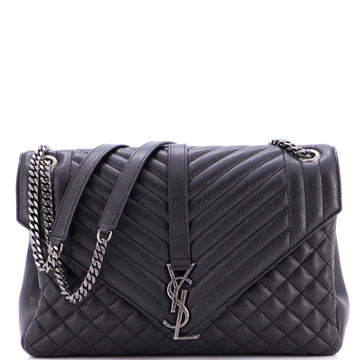 Saint Laurent Classic Monogram Envelope Satchel Mixed Matelasse Leather Large
