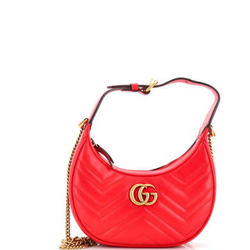 Gucci GG Marmont Half Moon Hobo Matelasse Leather Mini