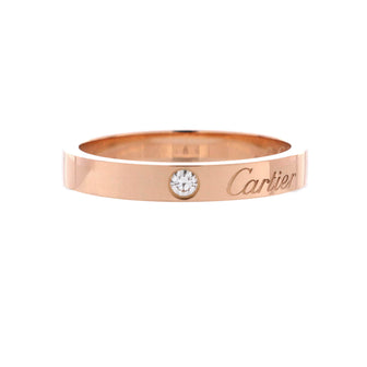Cartier C de Cartier Wedding Band Ring 18K Rose Gold with Diamond