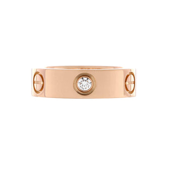 Cartier Love 3 Diamonds Band Ring 18K Rose Gold with Diamonds