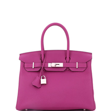 Hermes Birkin Handbag Pink Clemence with Palladium Hardware 30