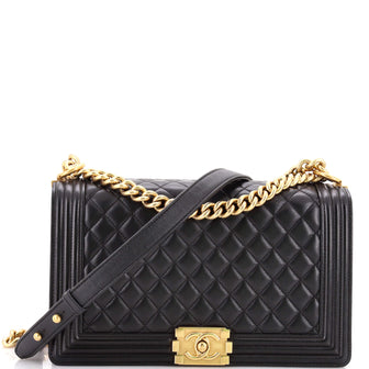 Chanel Boy Flap Bag Quilted Lambskin New Medium