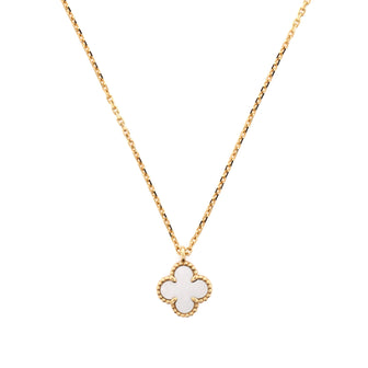 Van Cleef & Arpels Sweet Alhambra Pendant Necklace 18K Yellow Gold and Mother of Pearl
