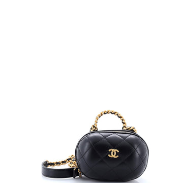 Chanel CC Bubble Top Handle Vanity Case with Chain Quilted Lambskin Mini