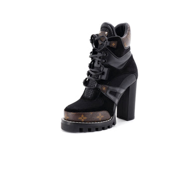 Louis Vuitton Women's Star Trail Ankle Boots Monogram Canvas and Leather with Suede