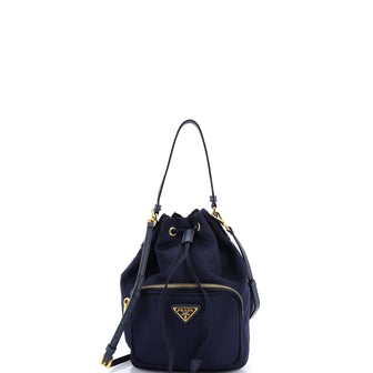 Prada Duet Drawstring Bucket Bag Tessuto Small