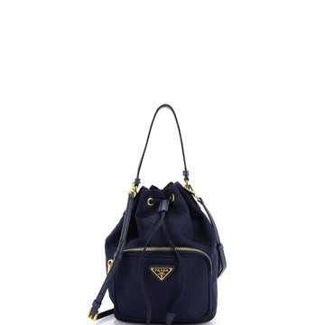 Prada Duet Drawstring Bucket Bag Tessuto Small