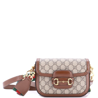 Gucci Horsebit 1955 Shoulder Bag GG Coated Canvas with Leather Mini