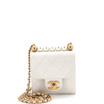 Chanel Chic Pearls Flap Clutch with Chain Quilted Goatskin Mini