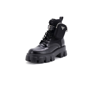 Prada Monolith Combat Boots Leather and Nylon