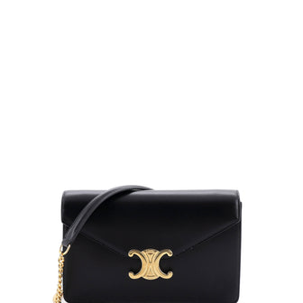 Celine Margo Triomphe Wallet on Chain Leather